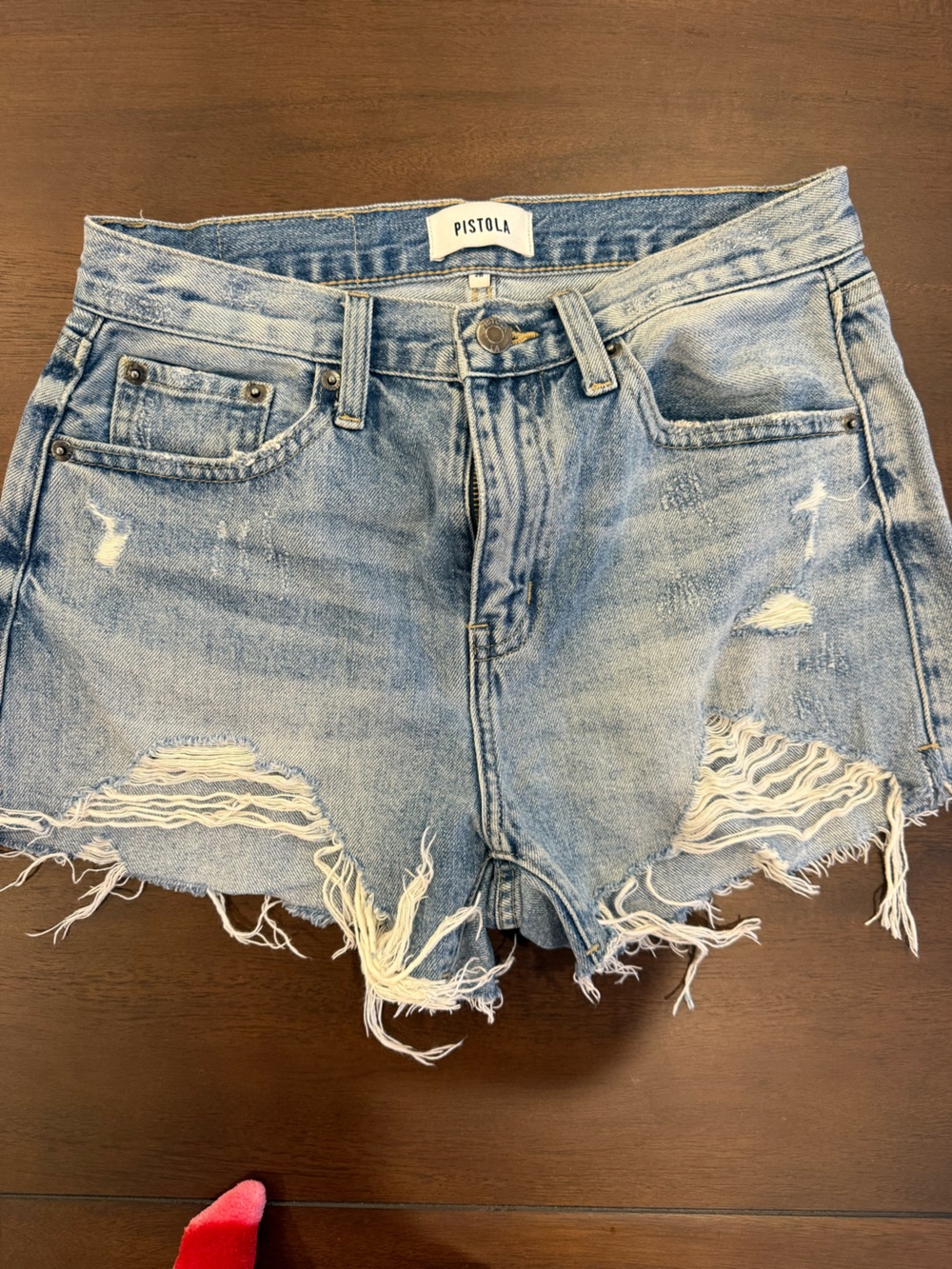 Pistola Faded Light Blue Distressed Denim Cutoff Shorts